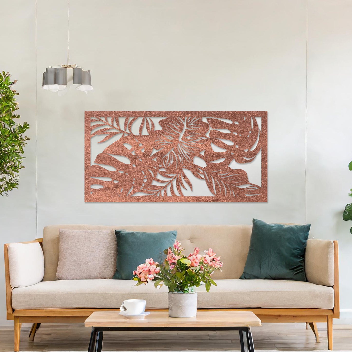 Wooden Wall Art Tropical Leaves Hanging Nature Themed Living Room Home Art