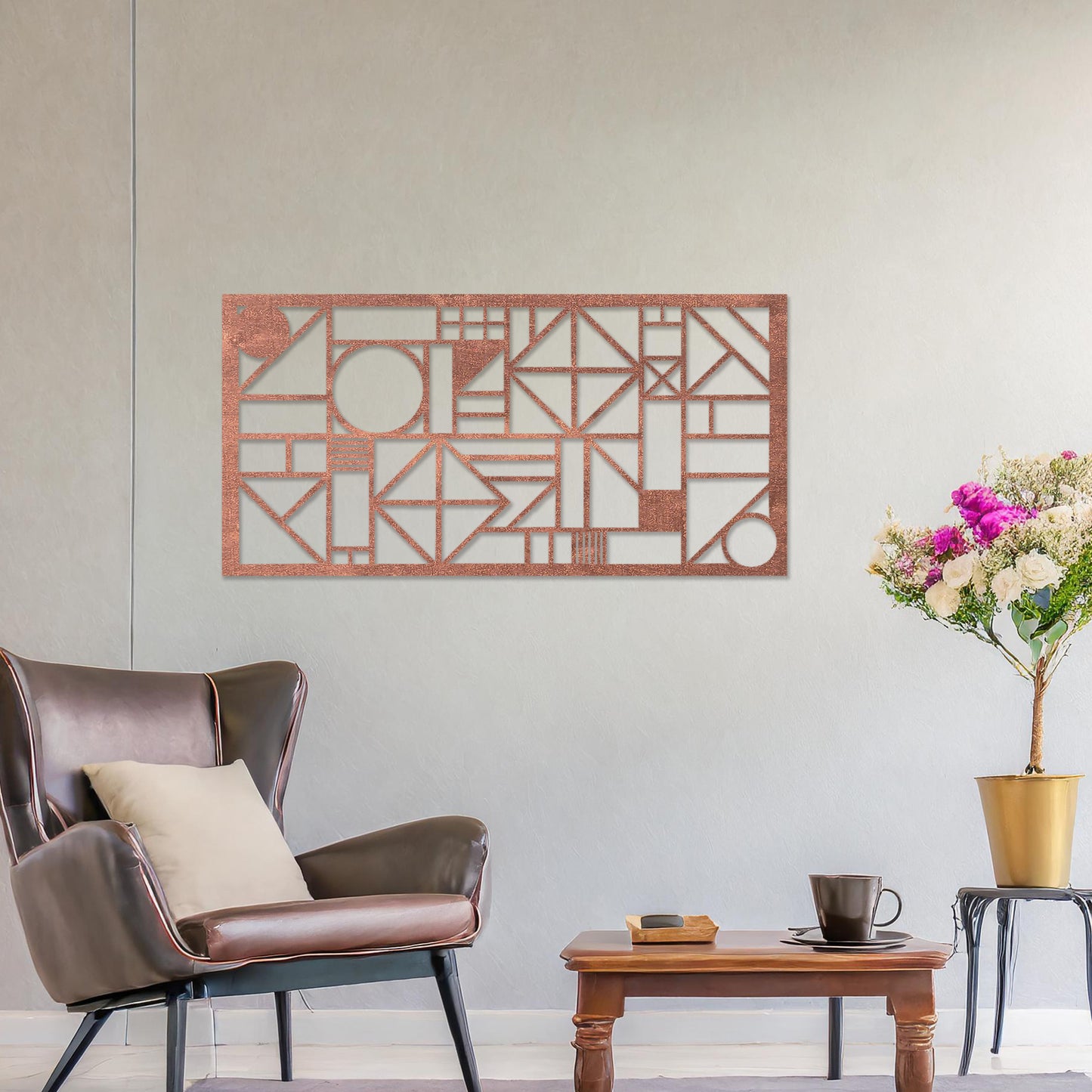 Wooden Geometric Wall Art Modern Contemporary Hanging Decor for Living Room