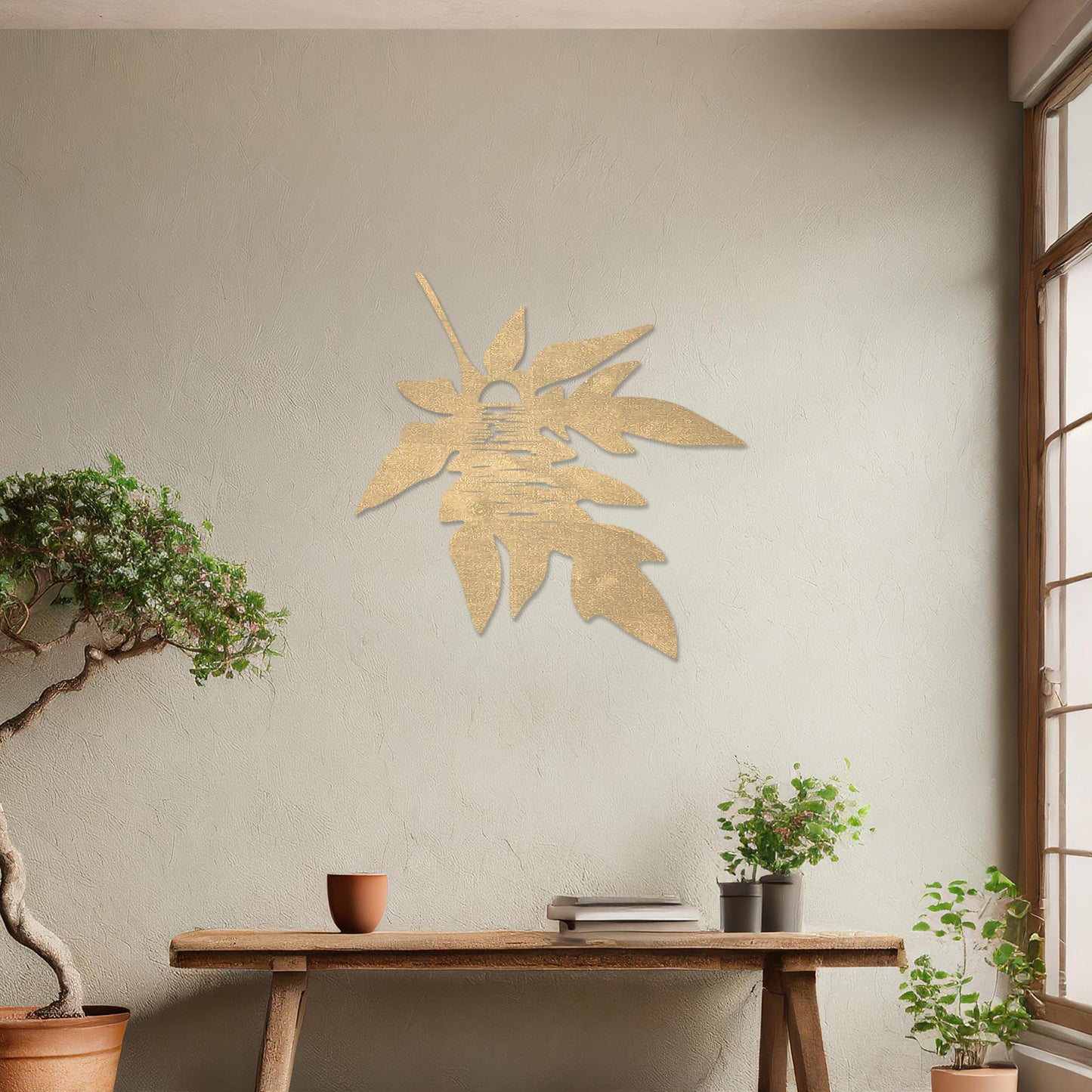 Sunrise and Leaf Wooden Wall Art - Elegant Gift for Home or Office