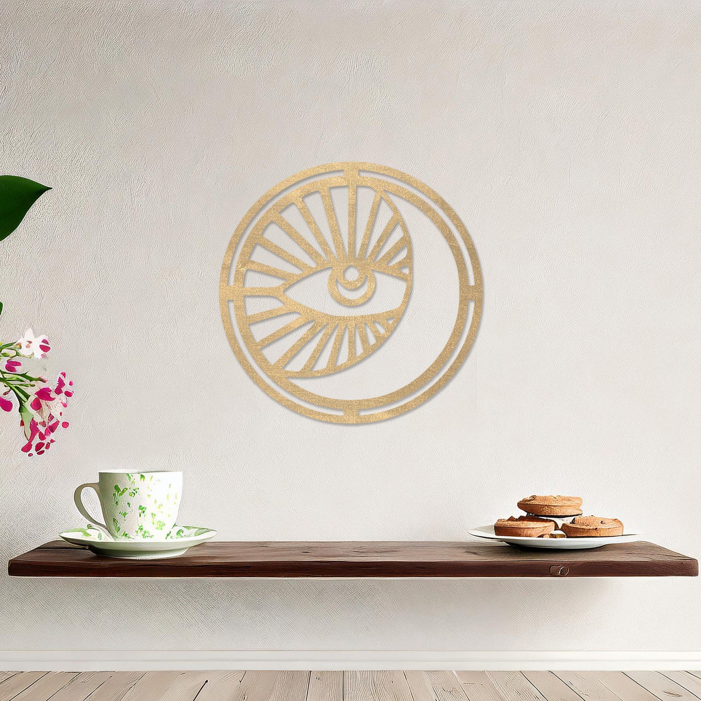 Modern Sun and Moon Circle Wall Art Decoration - Geometric Celestial Wall Decor