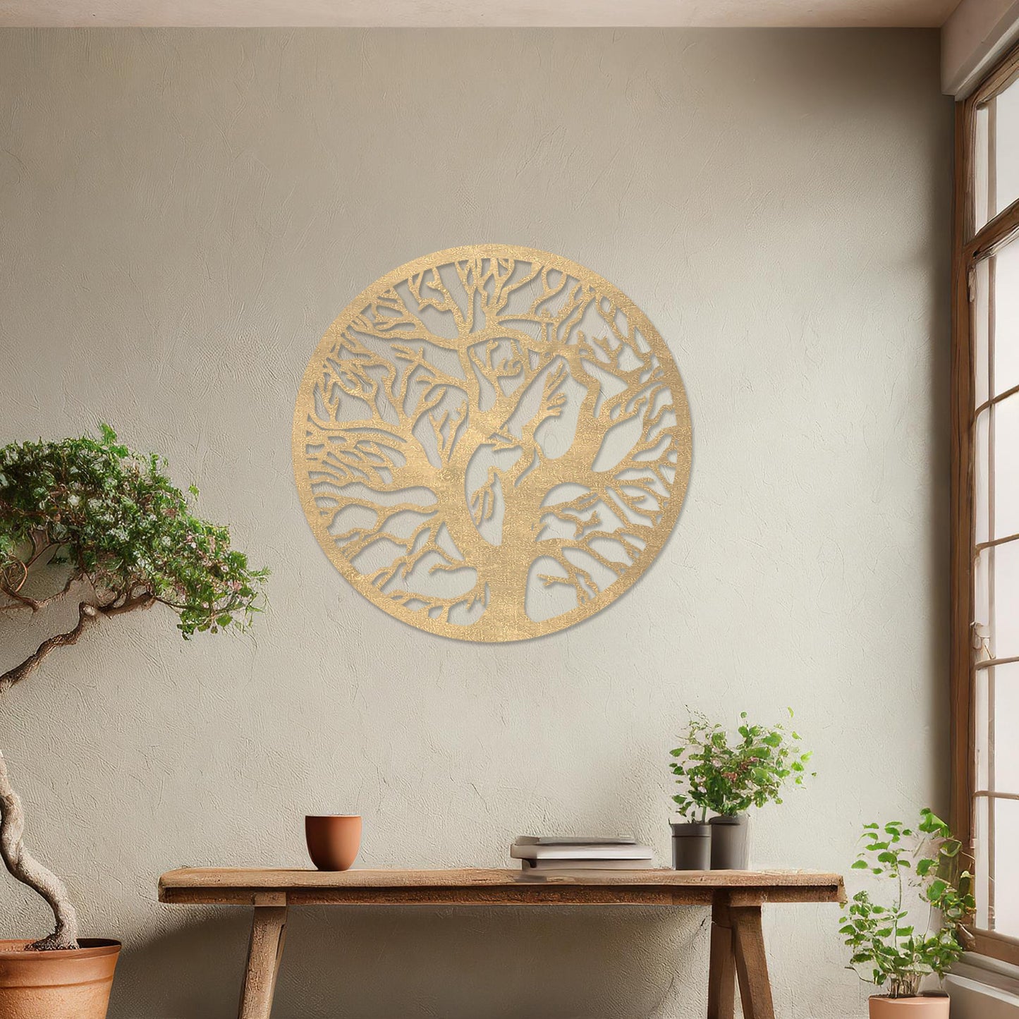 Wooden Round Tree Wall Art Hanging Modern Home Decoration Rustic Wall Art