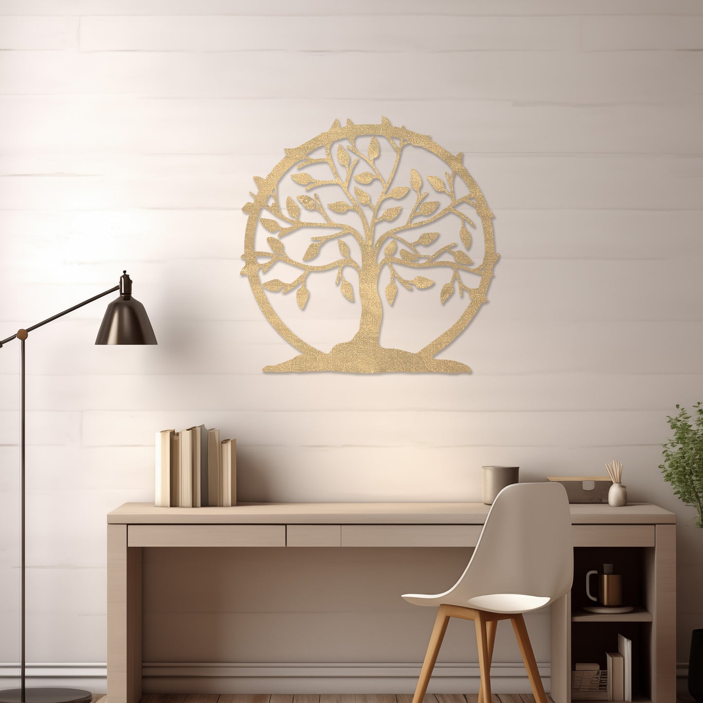 Round Tree of Life Wooden Wall Decor, Family Tree Wall Art, Modern Art