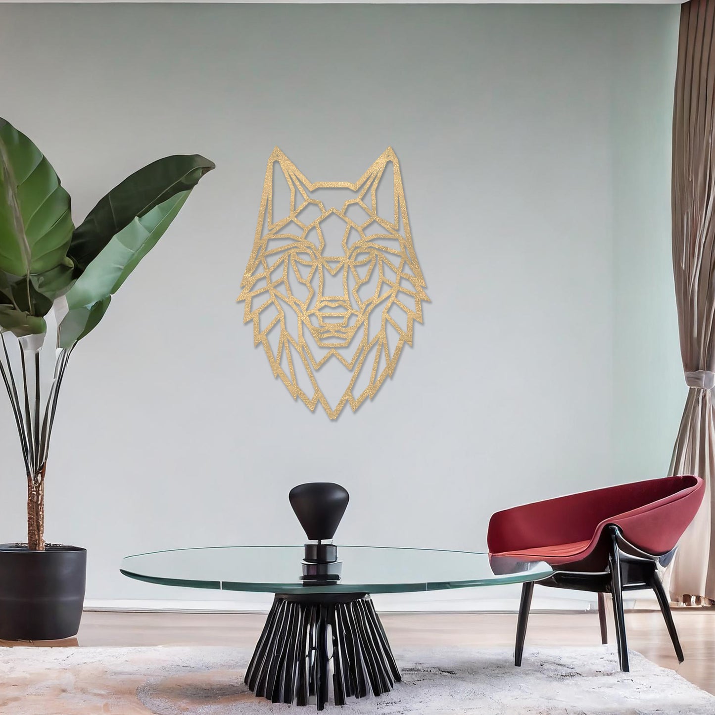 Geometric Wolf Wooden Wall Art - Abstract Animal Design, Contemporary Decor