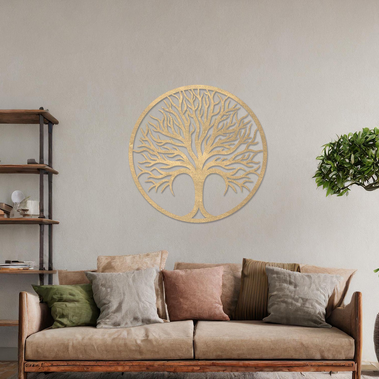 Circular Tree of Life Wooden Wall Sculpture - Rustic Elegance Wall Art