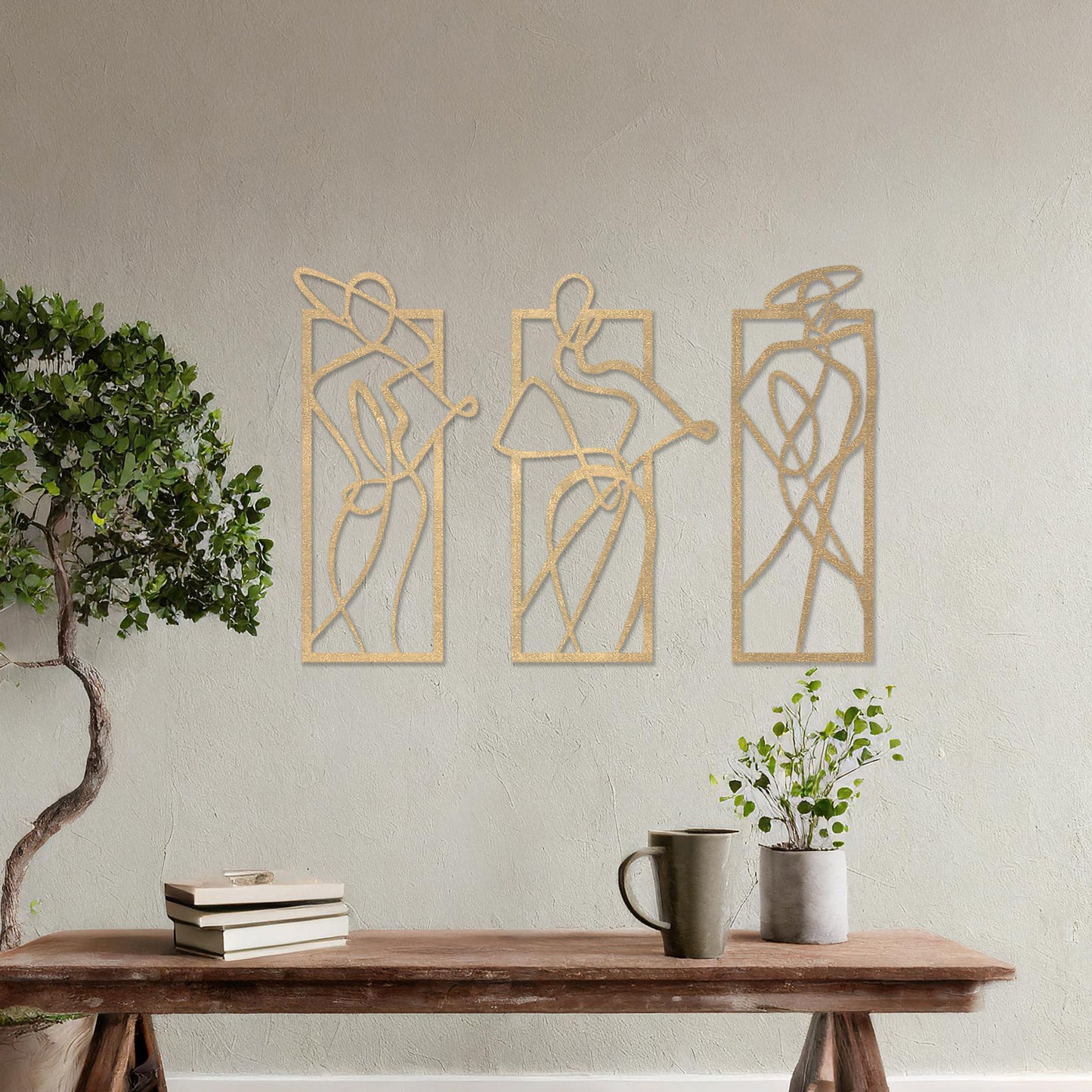 Wooden Women Sculpture Wall Art Modern Home Decoration Living Room Wall Art