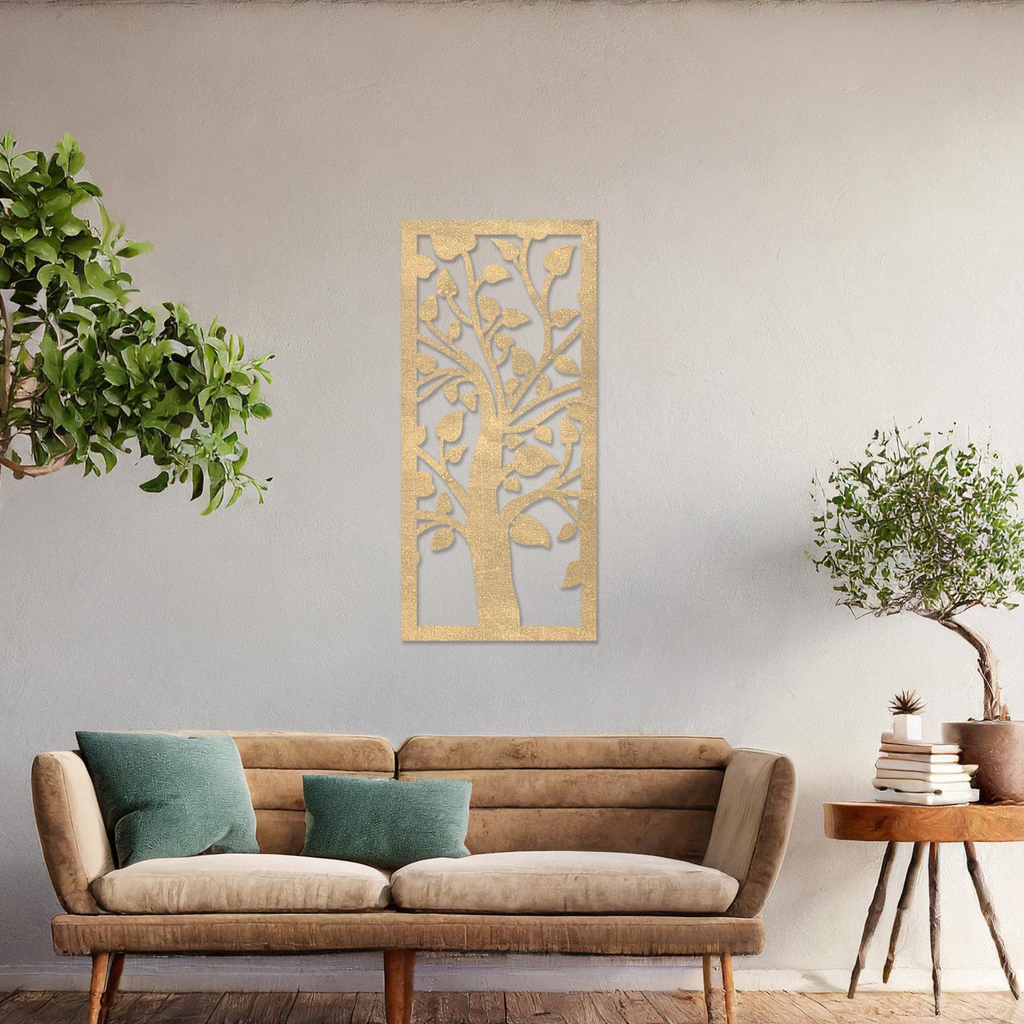 Wooden Elongated Tree Wall Art Modern Home Decoration Living Room Wall Decor