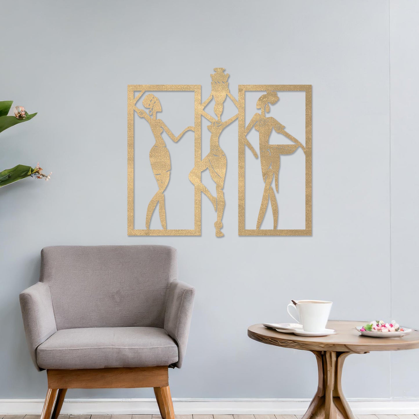 African Women Trio Wooden Wall Decor - Elegant Cultural Wall Art