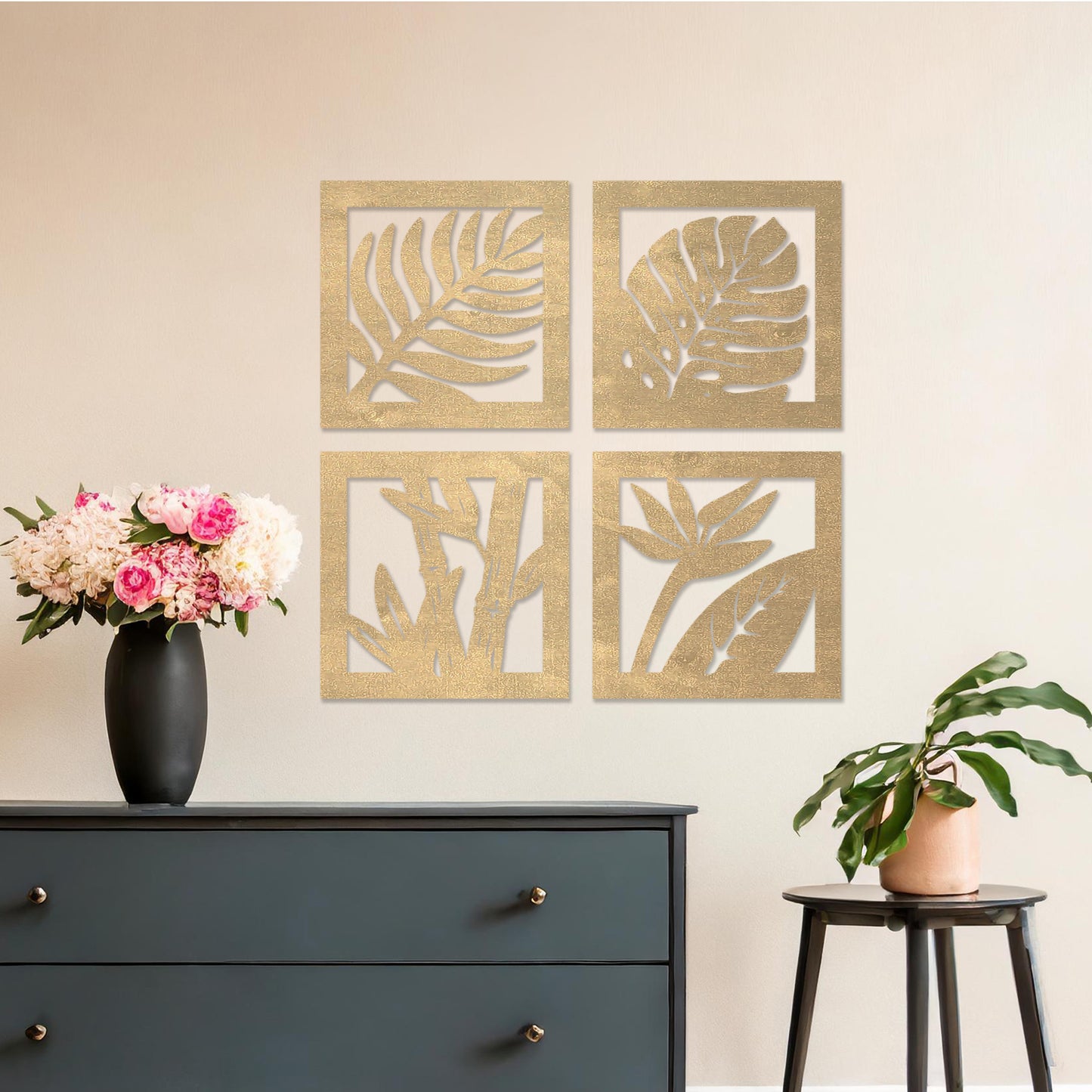 Wooden Tropical Leaves Wall Art Hanging Modern Contemporary Art