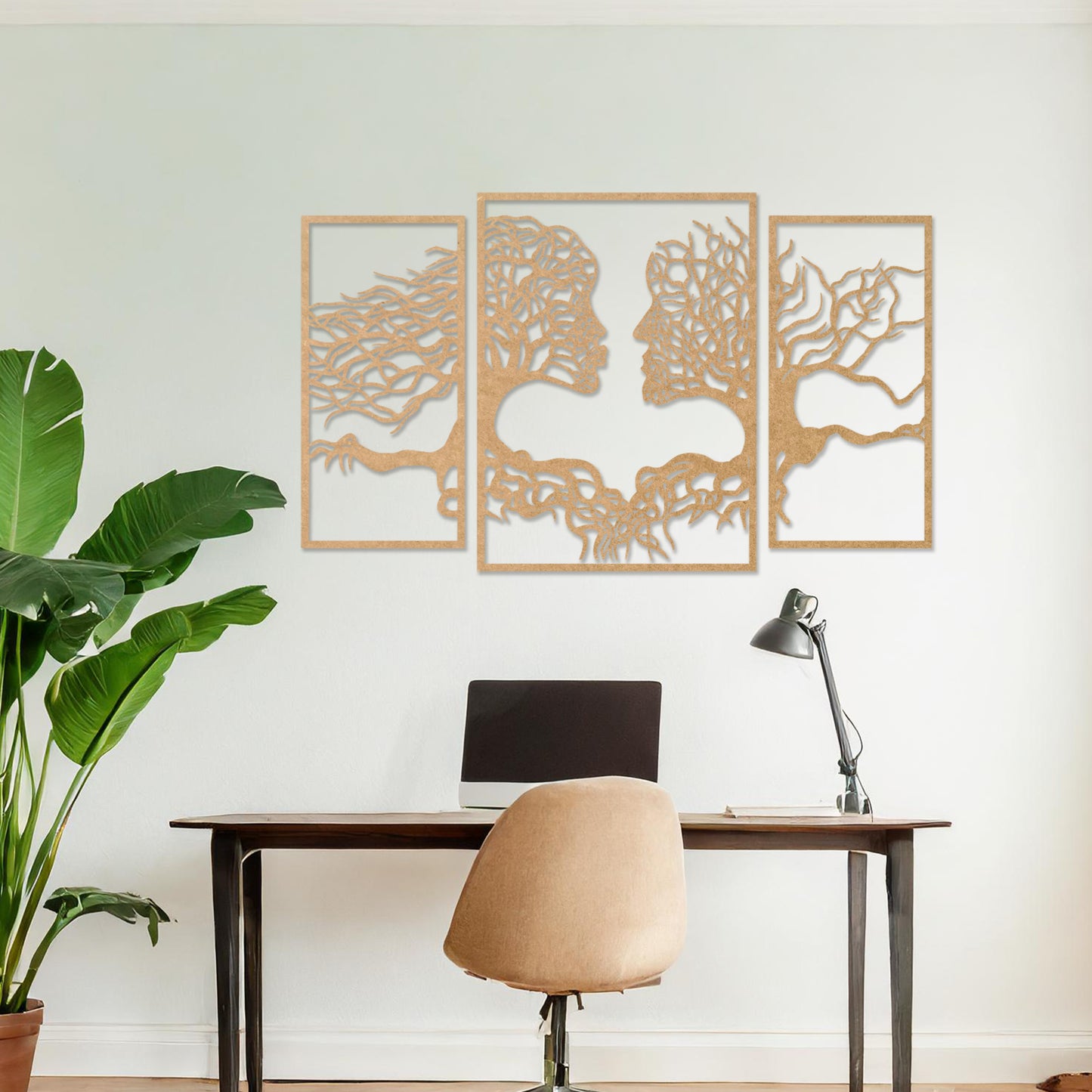 Tree of Life Faces - 3 Panels Wooden Modern Wall Art Home Decoration