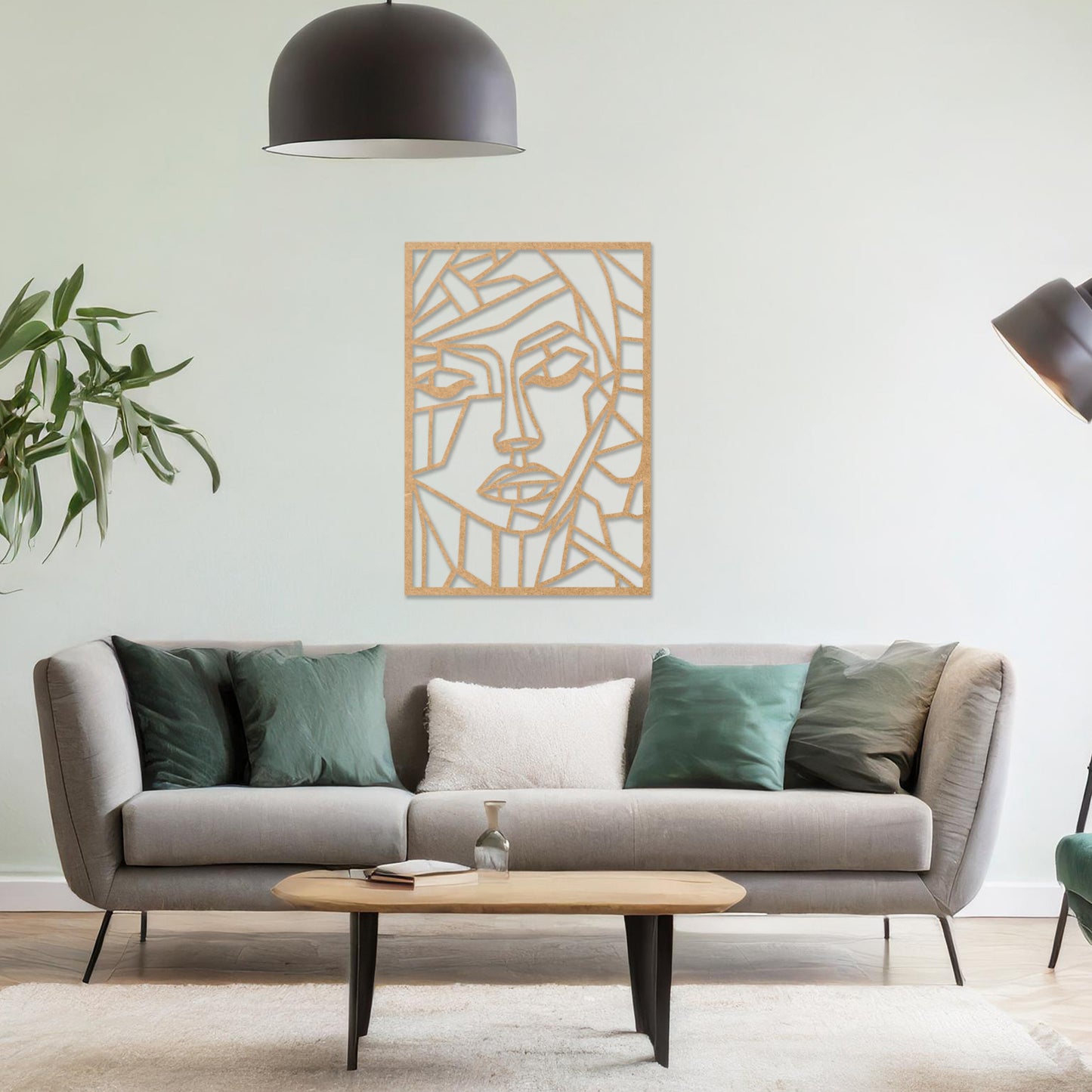 Modern Abstract Geometric Woman's Face Wall Art - Line Art Decor