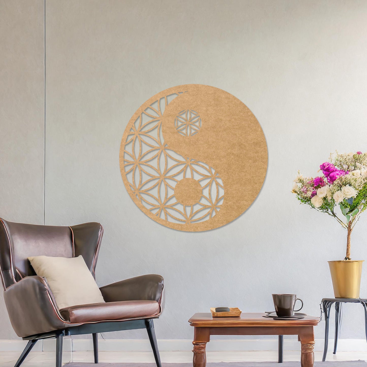 Contemporary Yin Yang Wooden Wall Art Decor - Geometric Balance Symbol