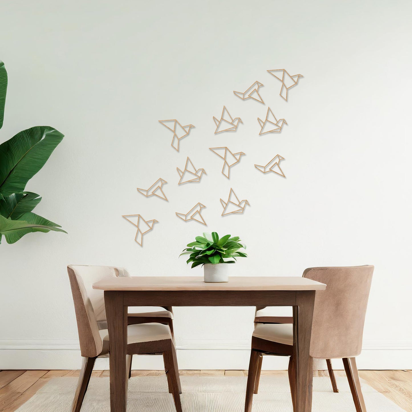 Geometric Flock of Birds Origami Cranes Modern Decoration Wooden Wall Art