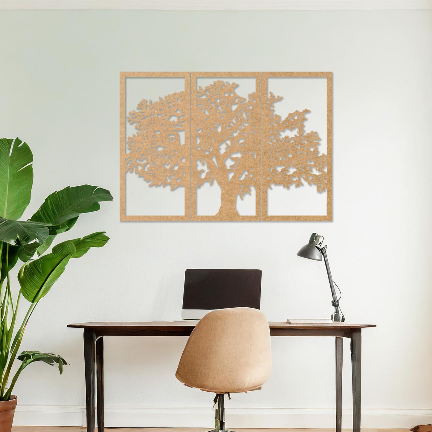 Wooden Tree of Life Wall Art Decor 3 panels Set for Home Office Decor