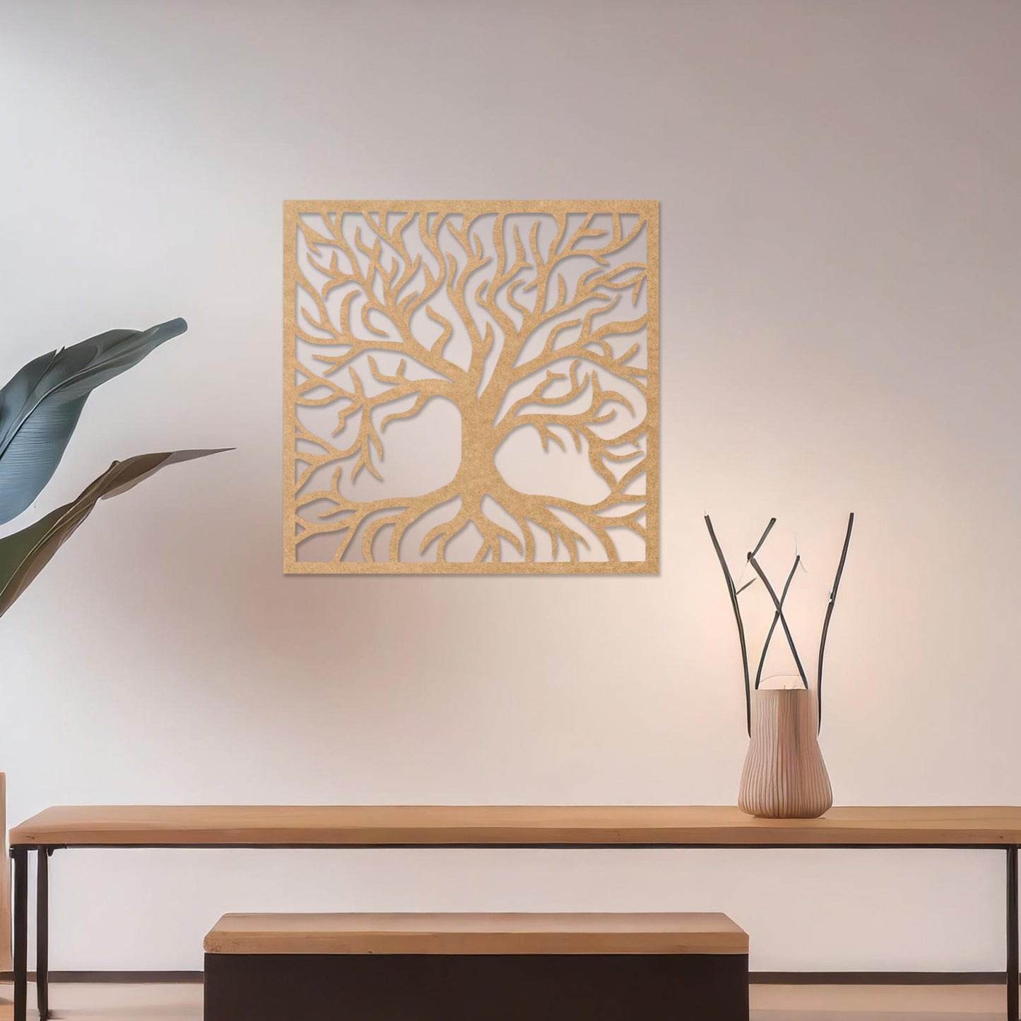 Timeless Tree Wooden Wall Art - Intricate Branch Design Hanging Wall Decor