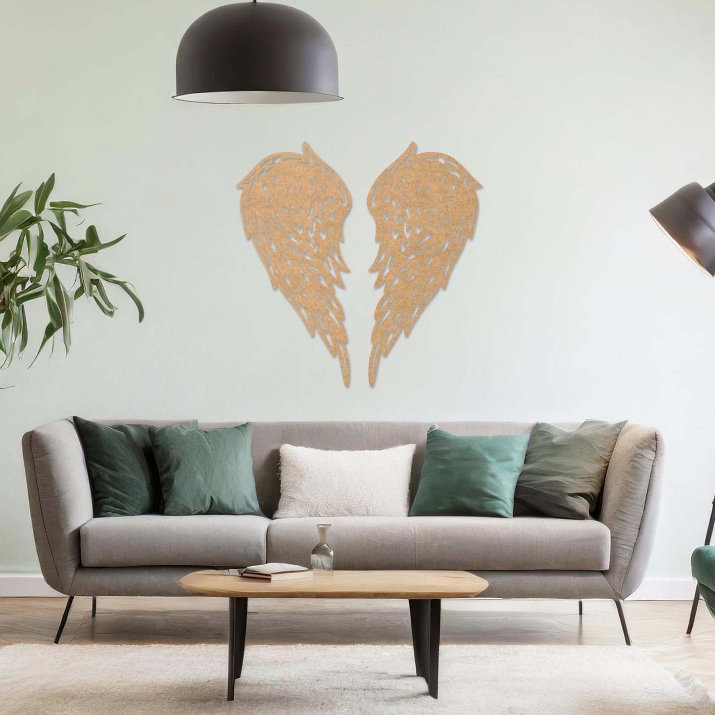 Sculpted Wooden Angel Wings Hanging Wall Art - Feathered Ethereal Decor