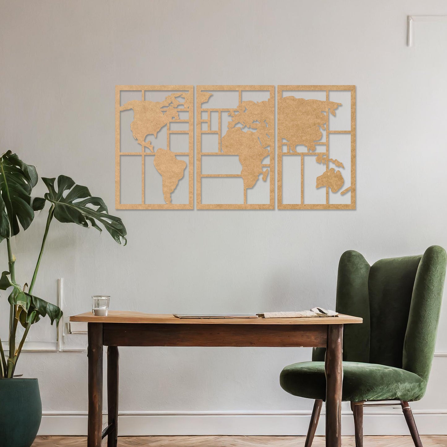 Wooden World Map Wall Art Contemporary Wall Hanging Unique Wall Art