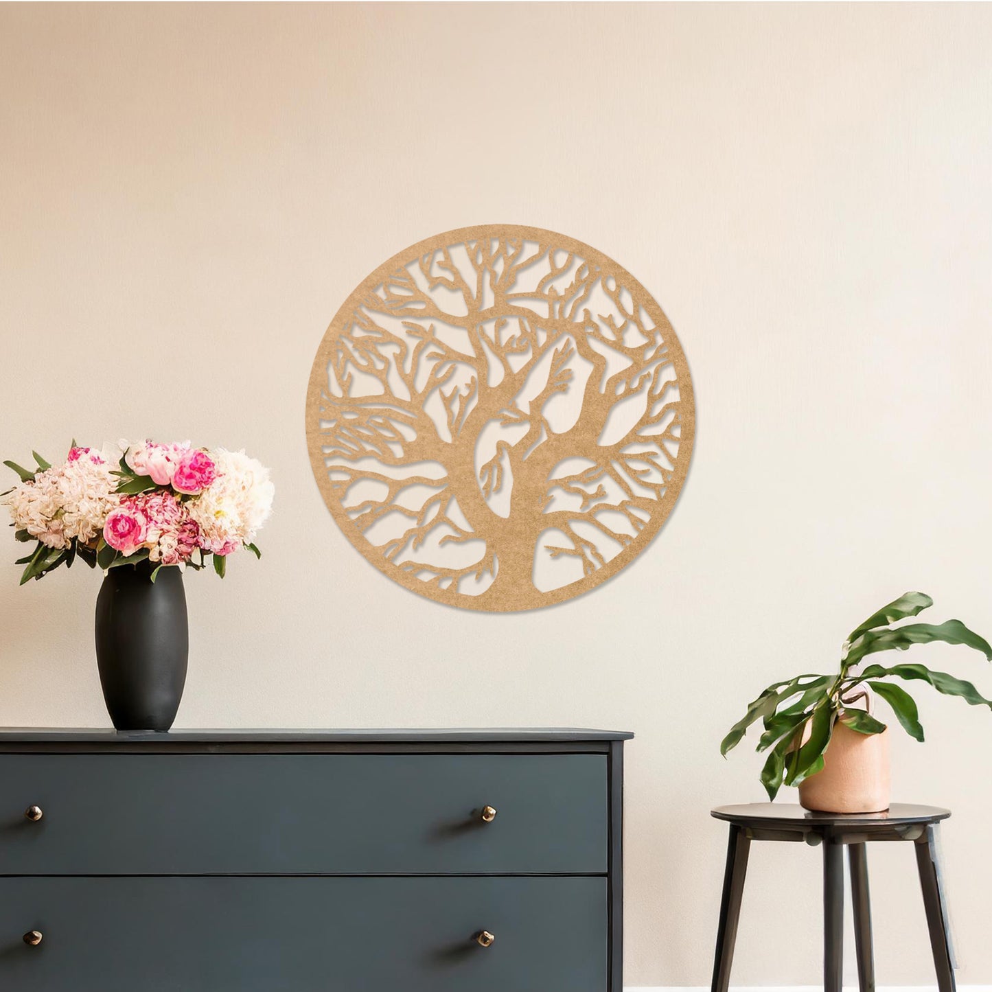 Wooden Round Tree Wall Art Hanging Modern Home Decoration Rustic Wall Art