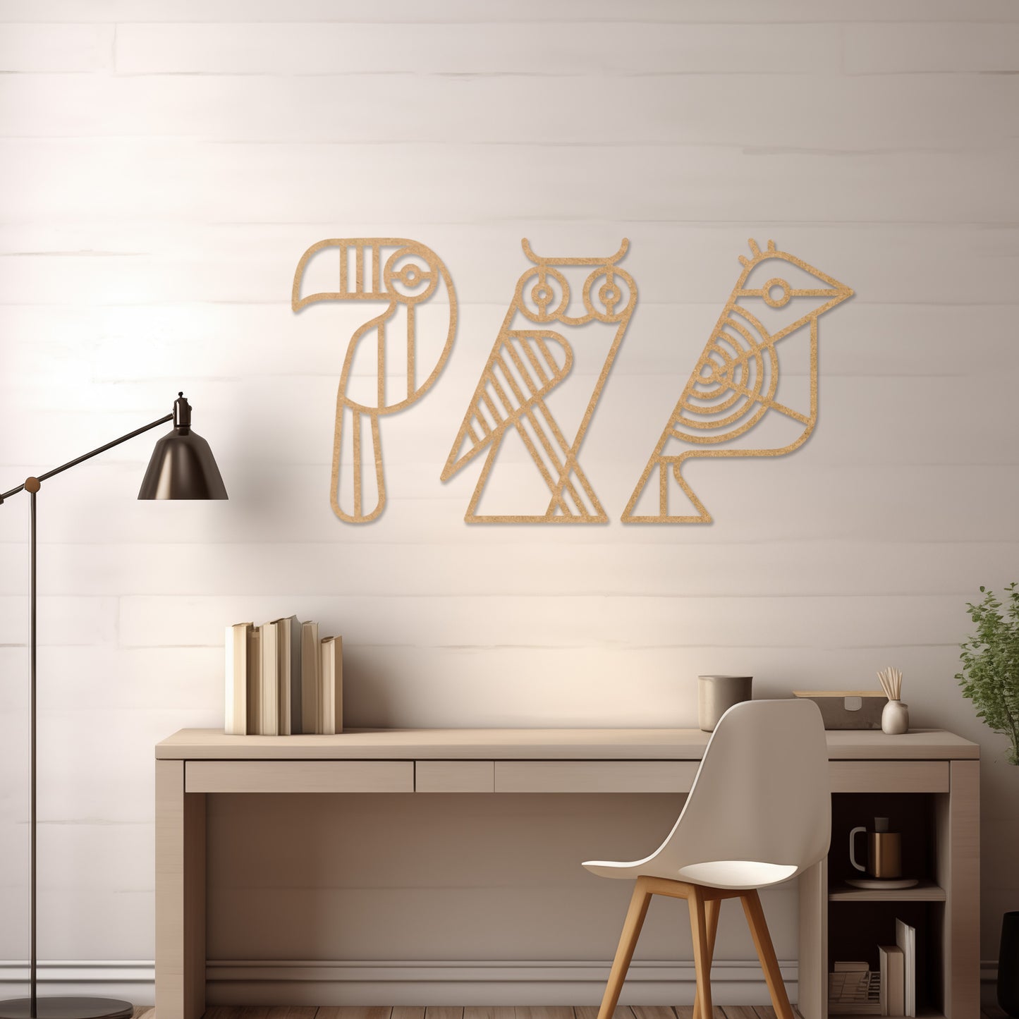 Abstract Birds Line Art Wooden Wall Decor - Unique Modern Art Wall Set