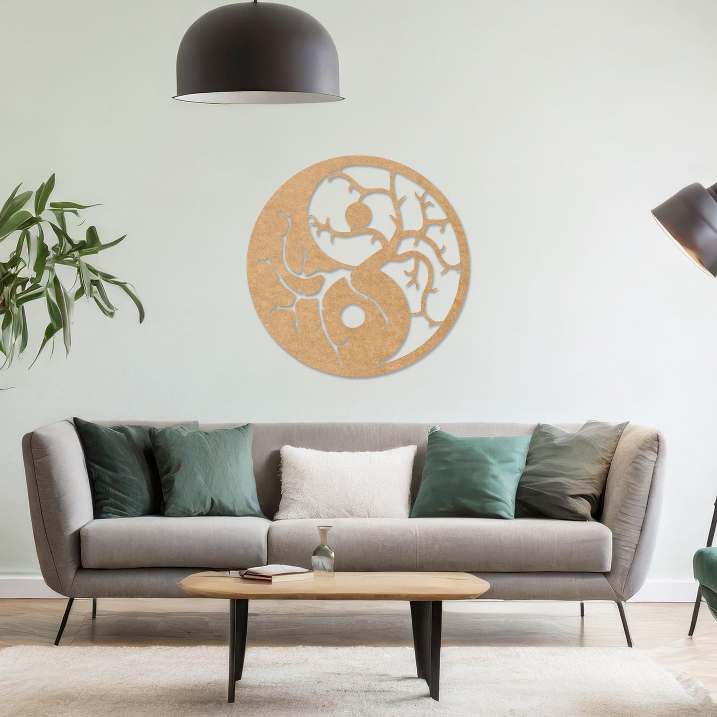 Yin Yang Tree of Life Circular Wooden Wall Art - Yoga Studio Decor