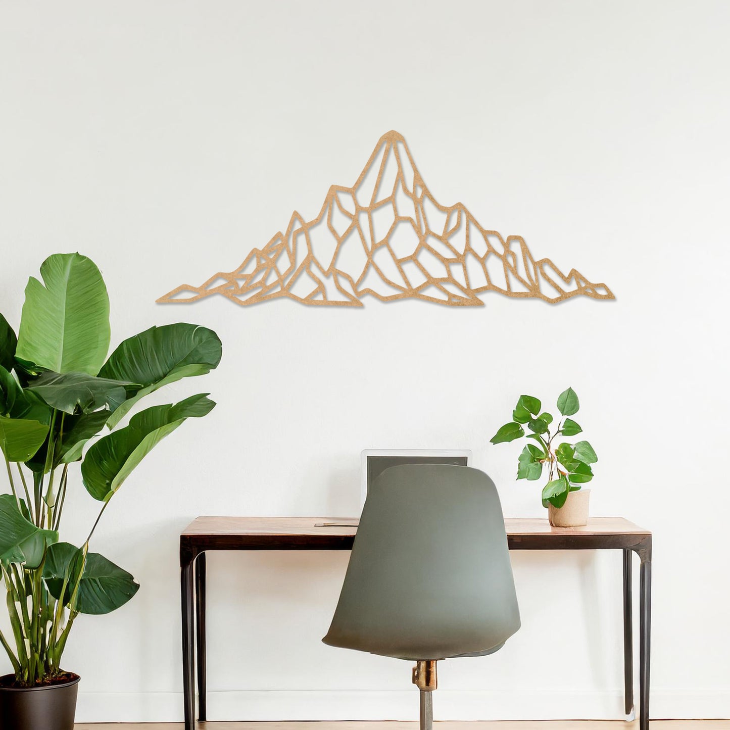 Geometric Mountain Wood Art - Contemporary Wooden Wall Hanging Home Decor