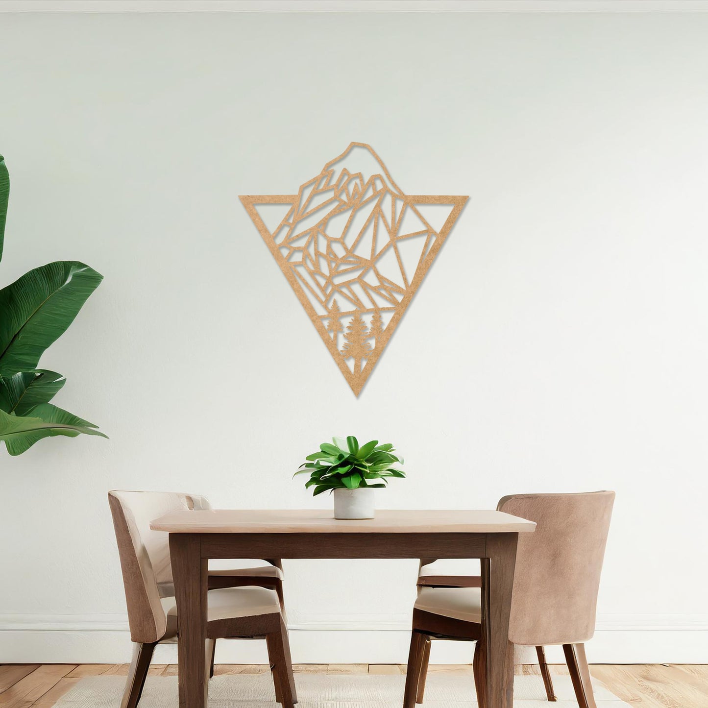 Geometric Mountain Peak Wooden Wall Art - Triangular Forest Landscape Decor