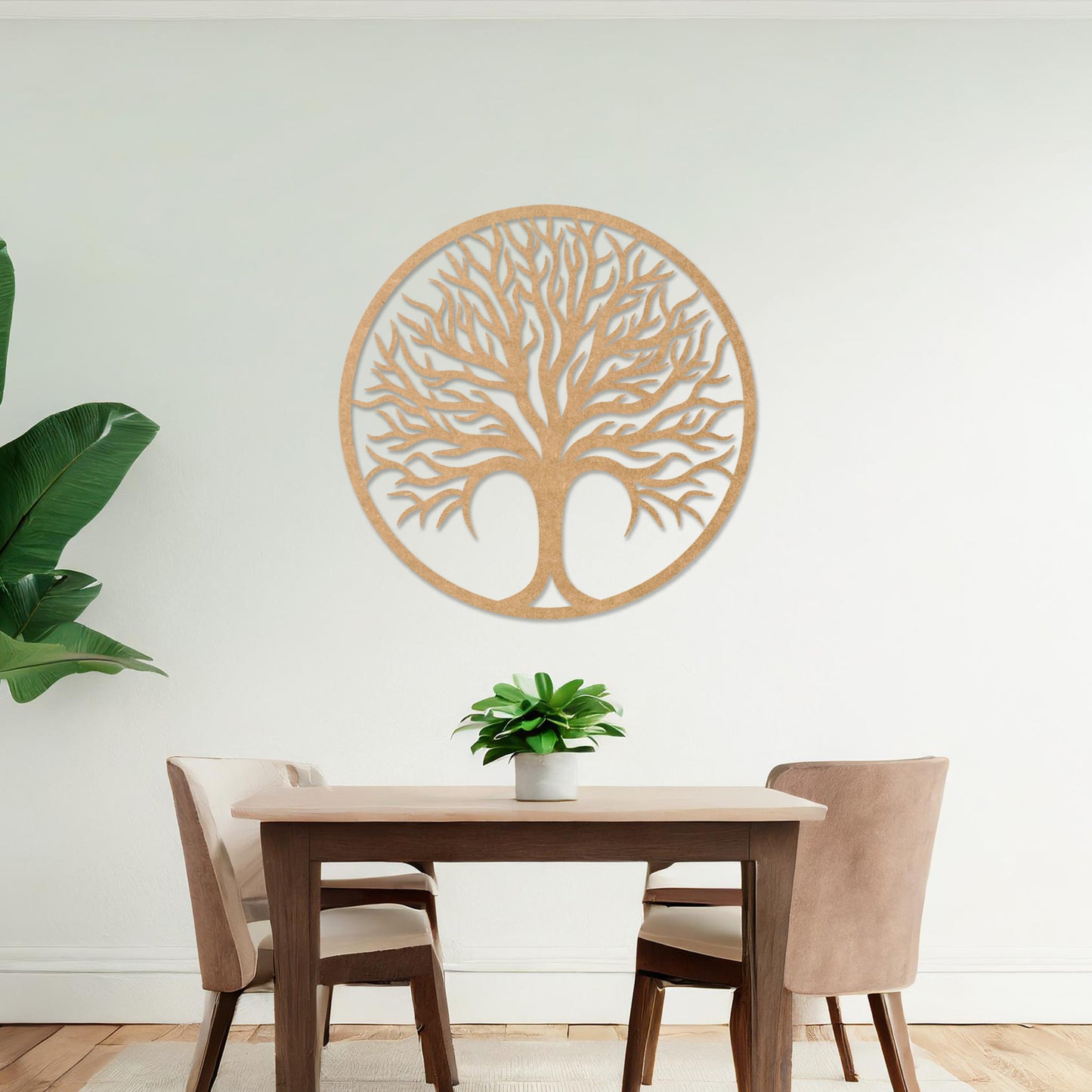 Circular Tree of Life Wooden Wall Sculpture - Rustic Elegance Wall Art