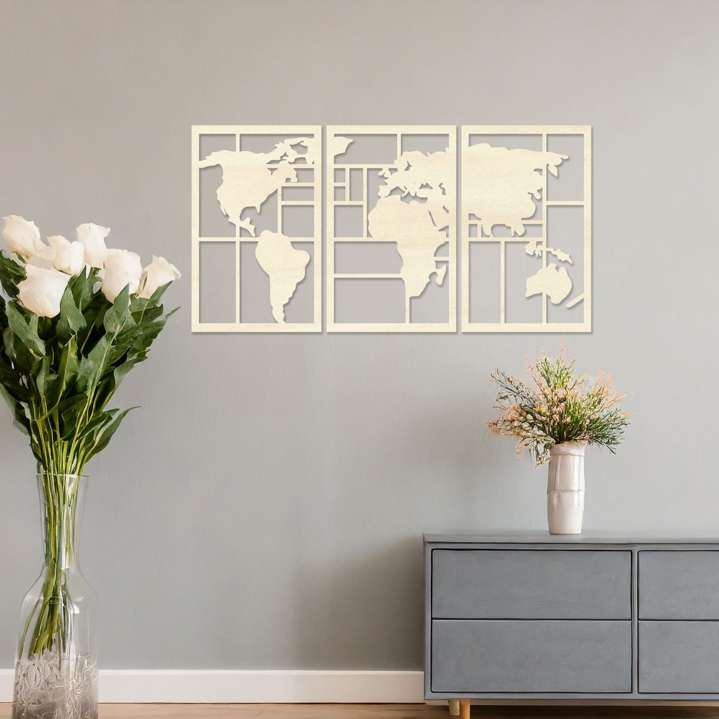 Wooden World Map Wall Art Contemporary Wall Hanging Unique Wall Art