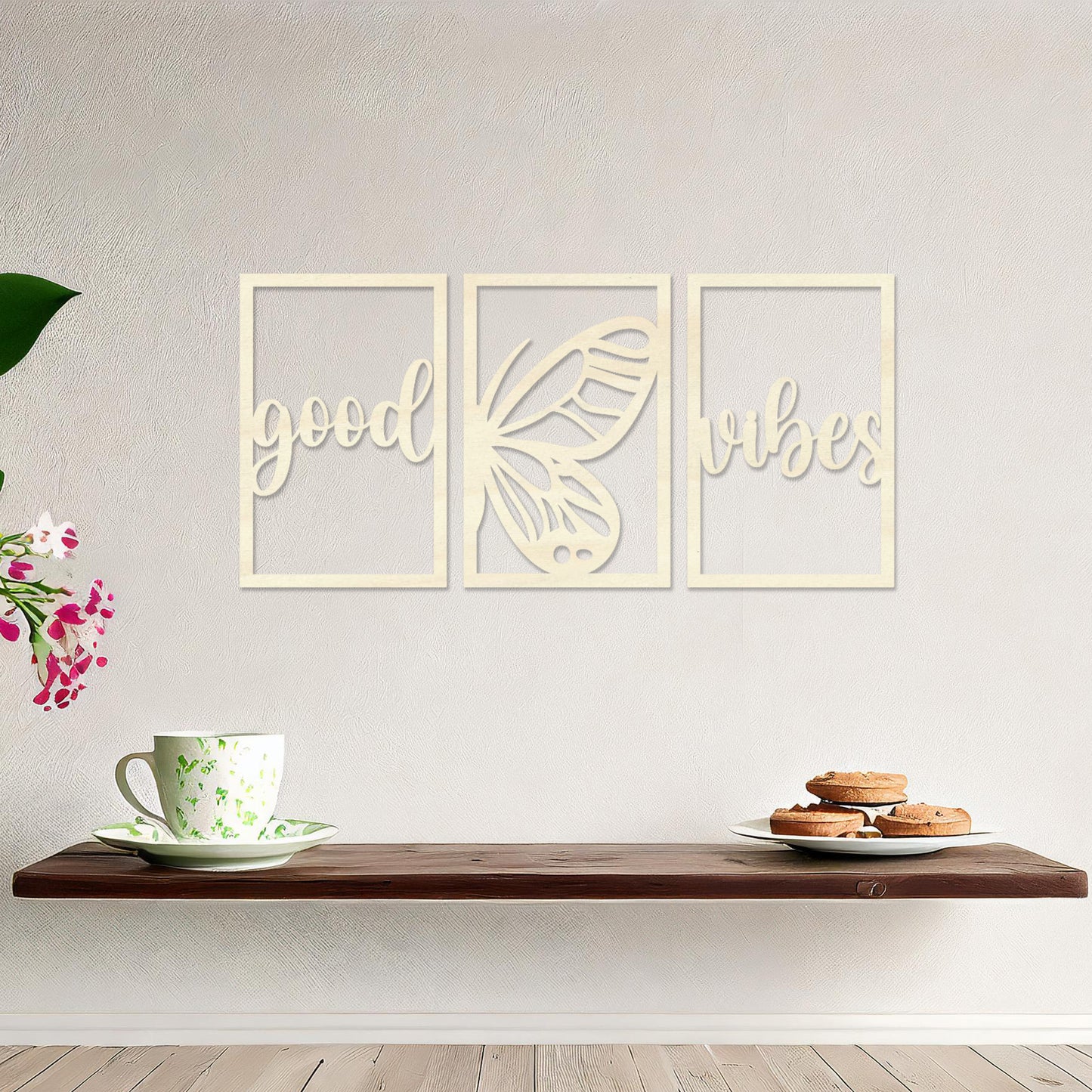 Butterfly Wooden Panels - Uplifting 3 Piece Hanging Wall Art Set, Inspirational Art