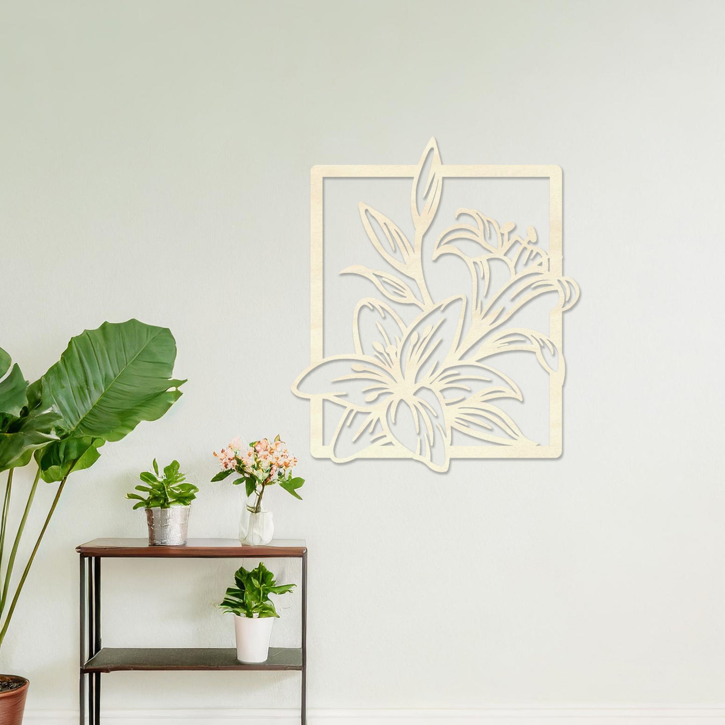 Wooden Flowers Wall Art Hanging Contemporary Home Decoration