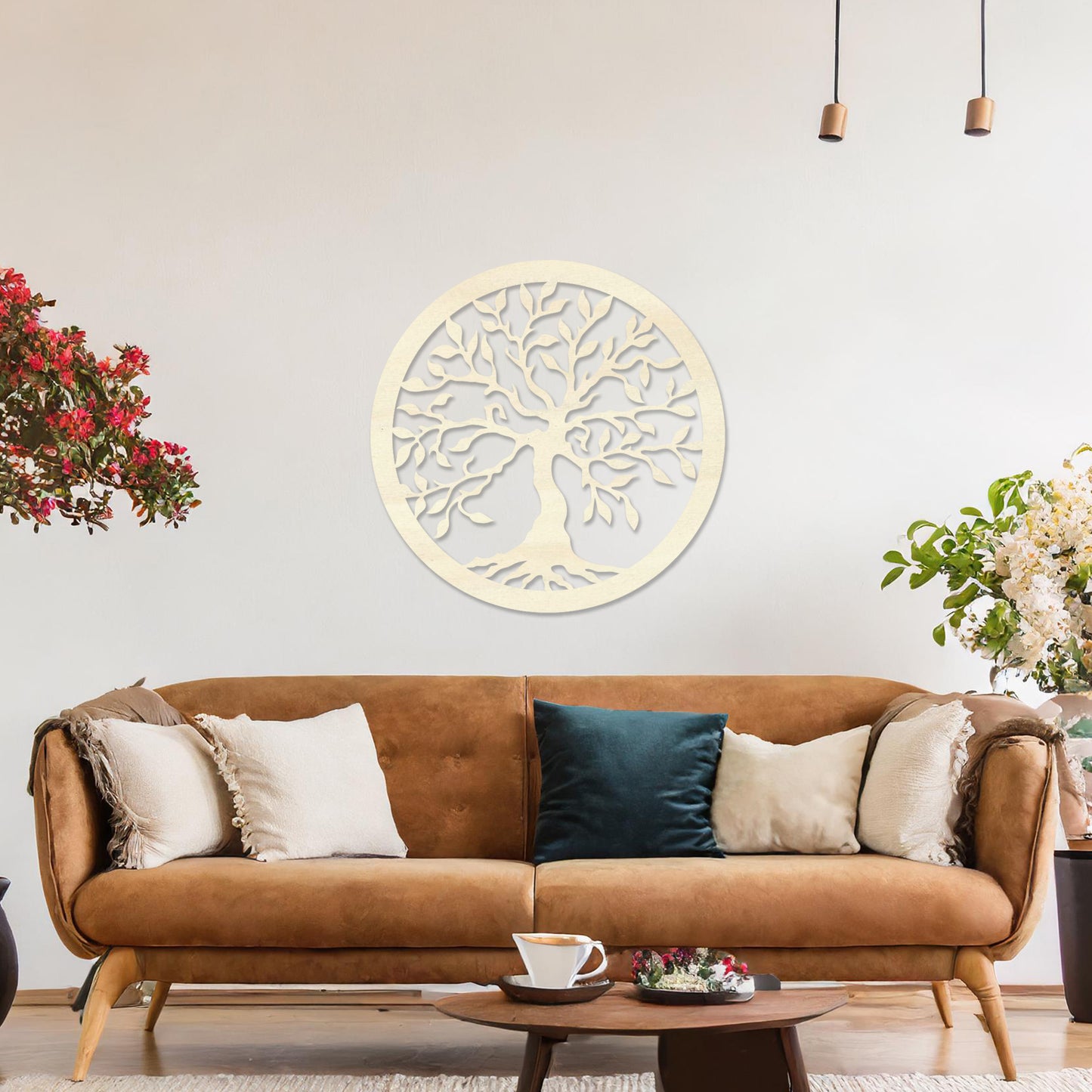 Tree of Life Wooden Wall Art Round Family Tree Wooden Wall Decoration Art