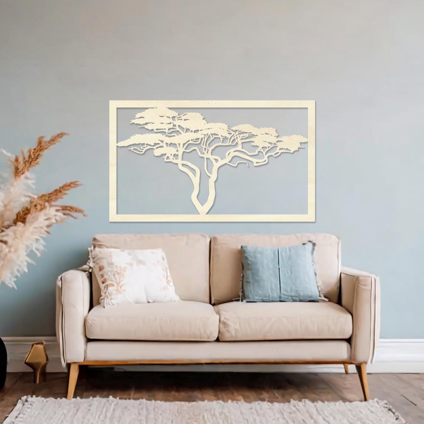 Wooden African Tree Wall Art Contemporary Living Room Hanging Decor