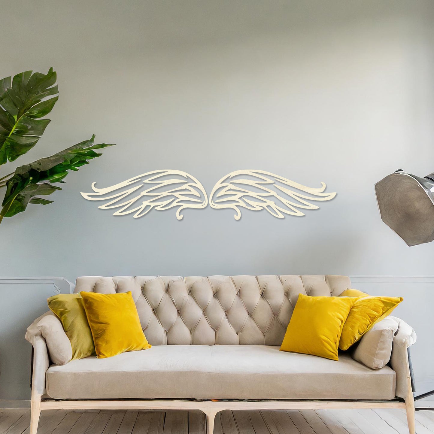 Angelic Feathered Wings Wooden Wall Art Set - Serene Bedroom Decor