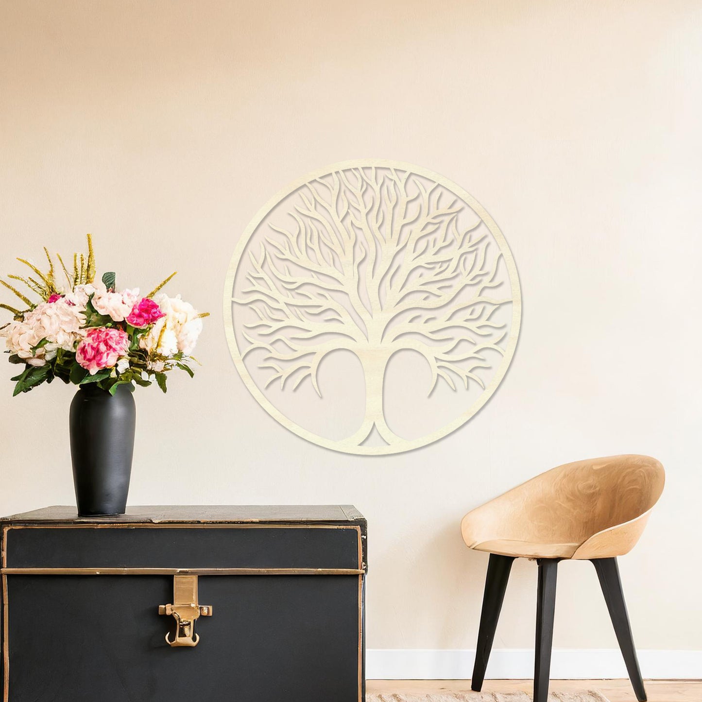 Circular Tree of Life Wooden Wall Sculpture - Rustic Elegance Wall Art