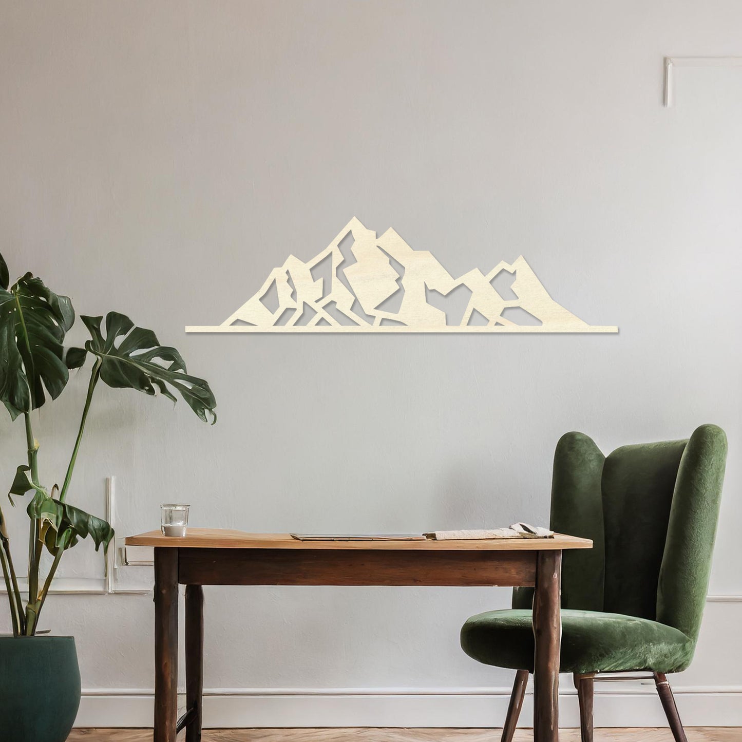 Sleek Mountain Range Wood Art - Abstract 3D Silhouette Design, Modern Art