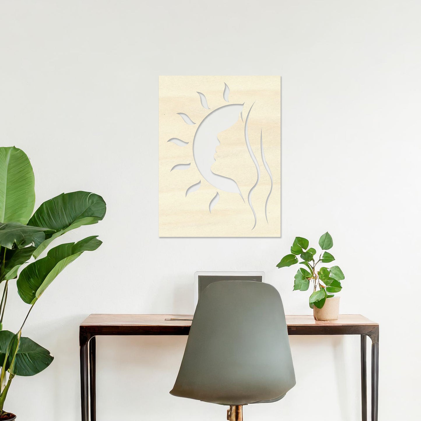 Modern Woman in Sun Wooden Wall Art - Elegant Solar Bedroom Decor