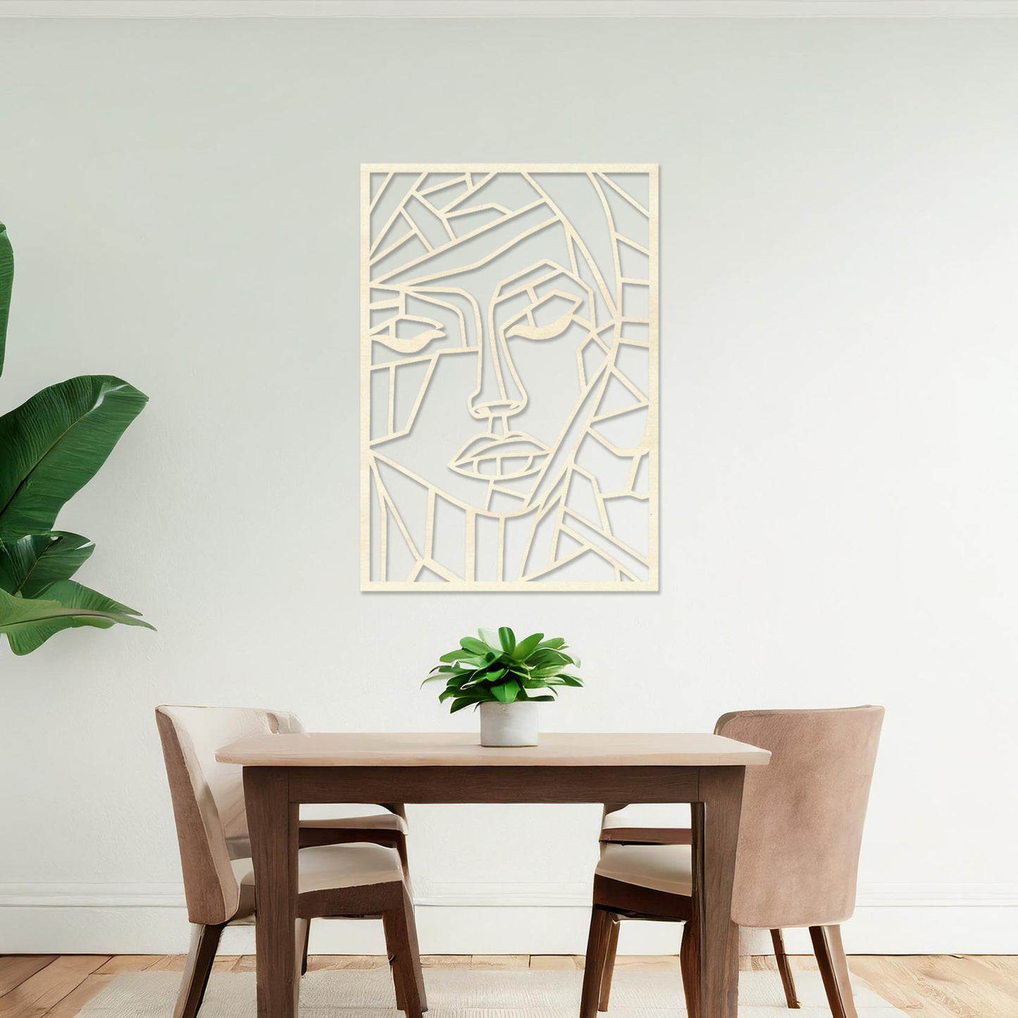 Modern Abstract Geometric Woman's Face Wall Art - Line Art Decor