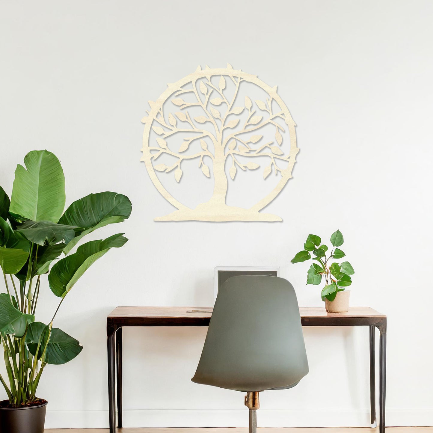 Round Tree of Life Wooden Wall Decor, Family Tree Wall Art, Modern Art