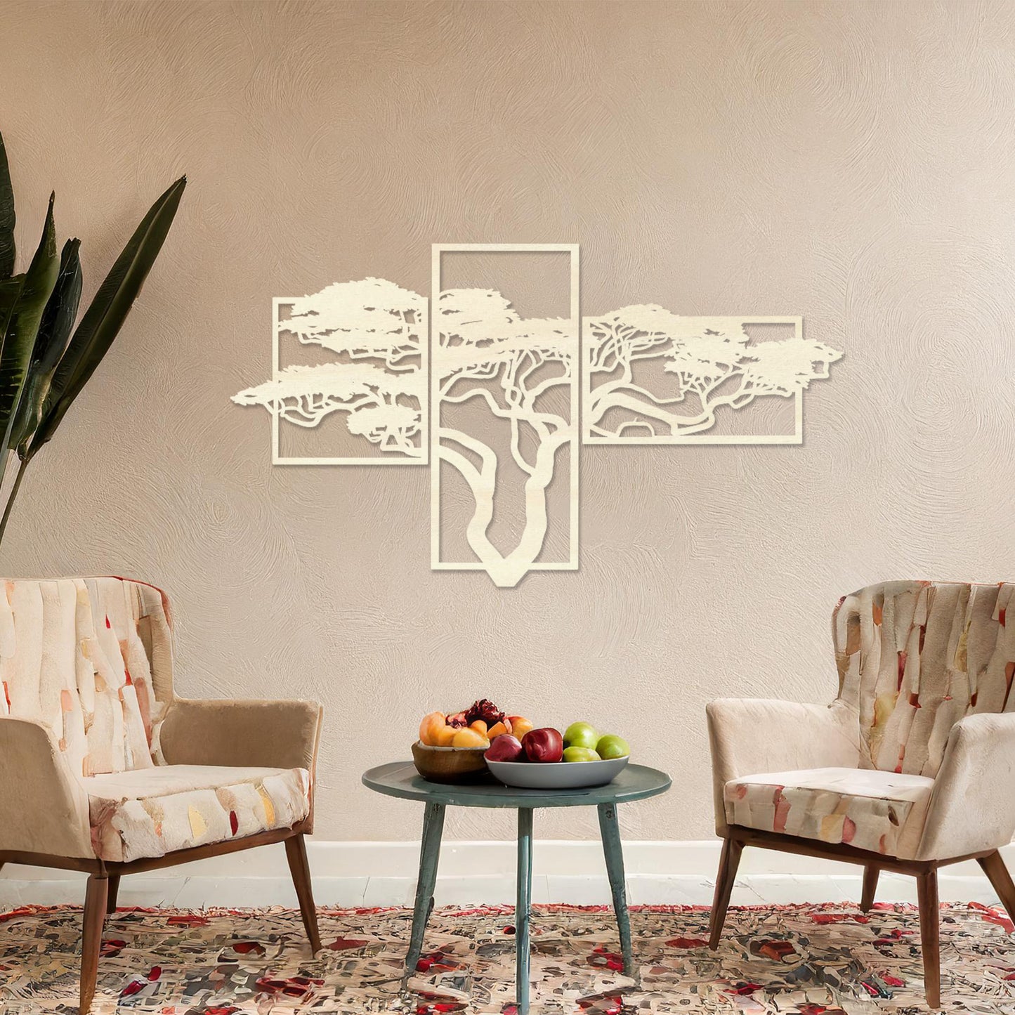 Wooden African Tree 3 panels Set Wall Art Decoration Gift Home Decor Design