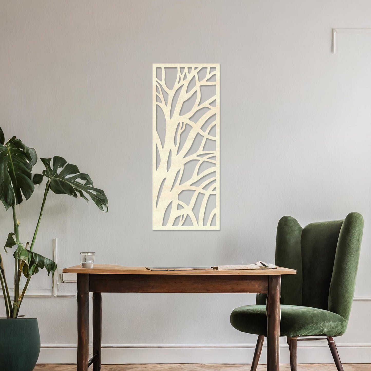 Tree Branches Wooden Laser Cut Panel, Nature Design Wall Art Decor