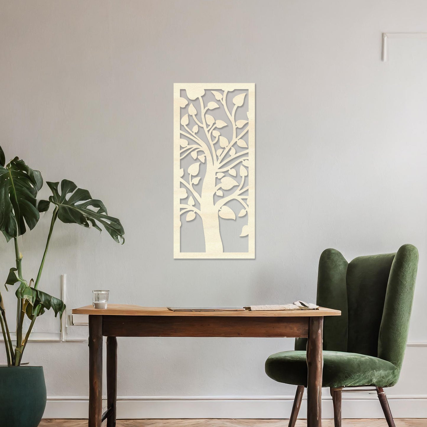 Wooden Elongated Tree Wall Art Modern Home Decoration Living Room Wall Decor