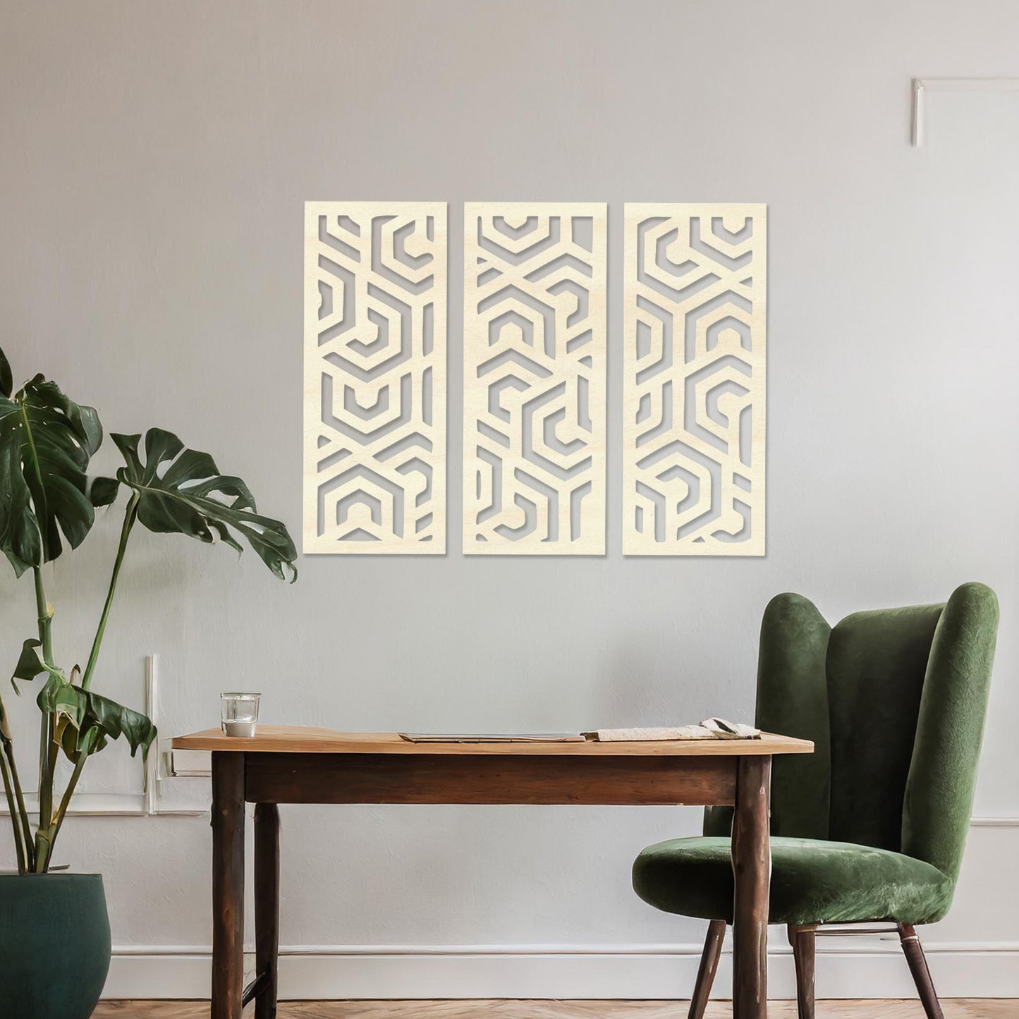 Wooden Abstract Wall Art Hanging Modern Geometric Decoration