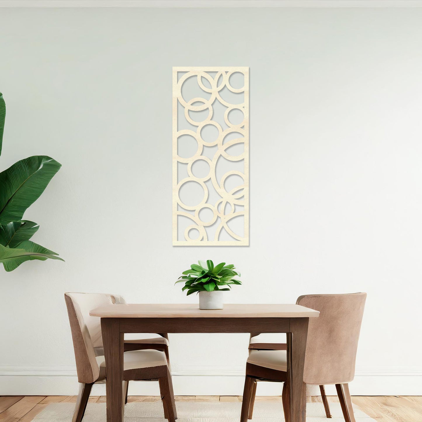 Modern Geometric Circles Wooden Wall Art - Contemporary Decor Panel