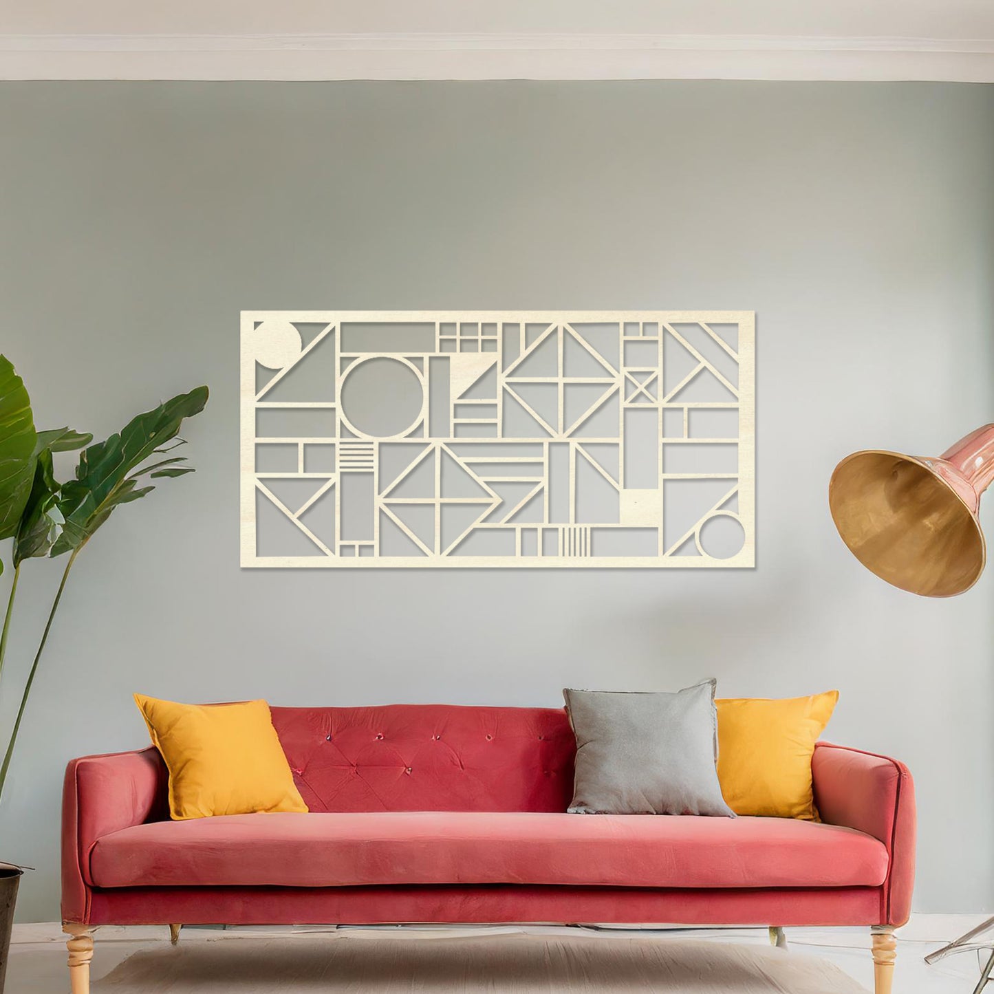 Wooden Geometric Wall Art Modern Contemporary Hanging Decor for Living Room