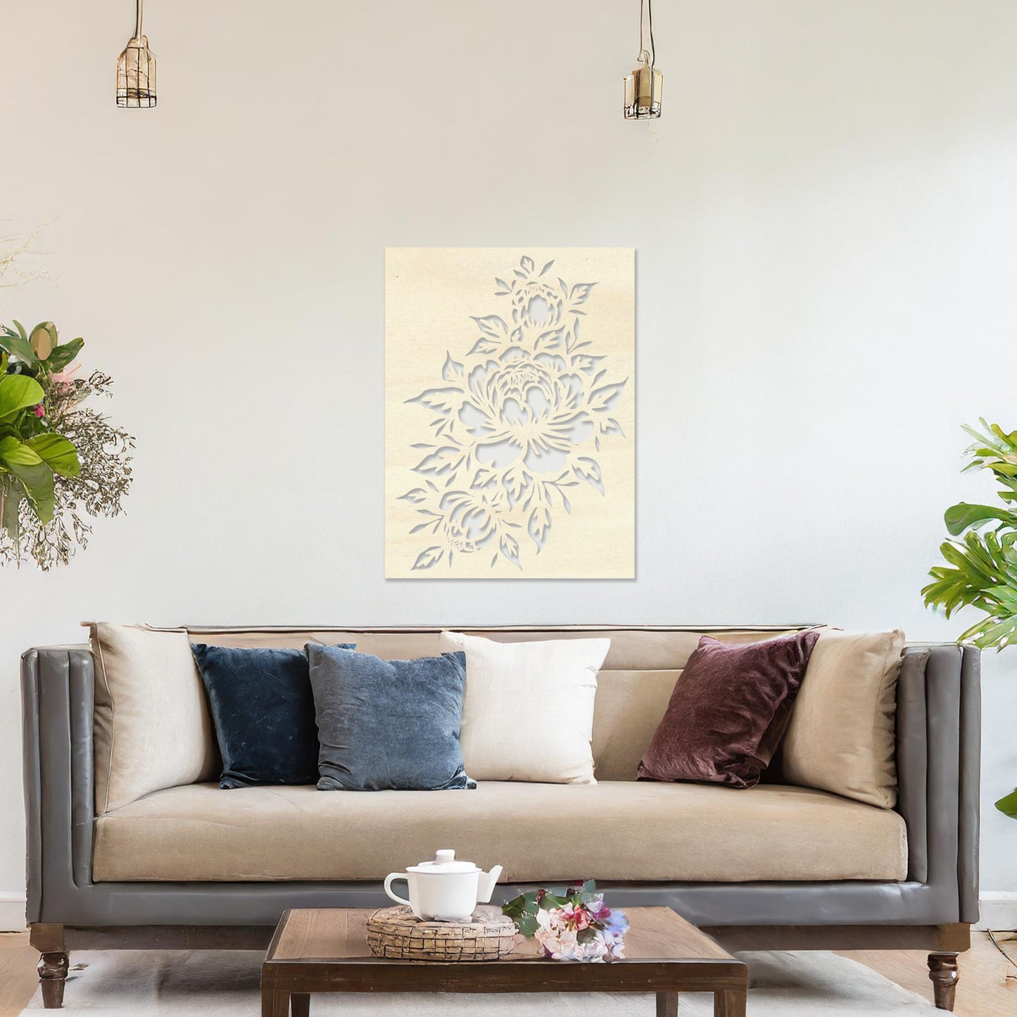 Elegant Peony Wooden Wall Art - Modern Floral Design and Unique Gift for Mom