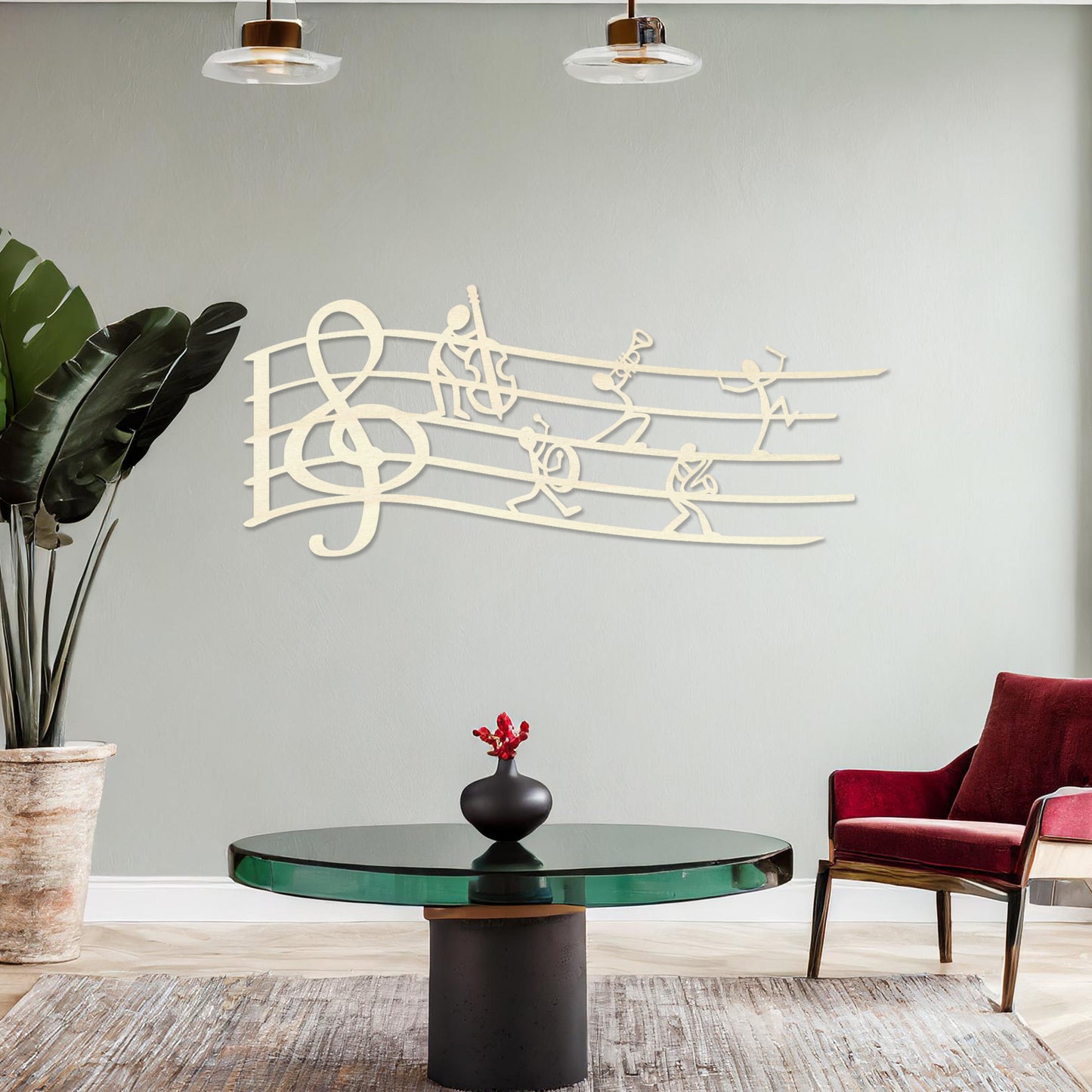 Laser Cut Musical Notes Wooden Wall Art - Unique Treble Clef Design