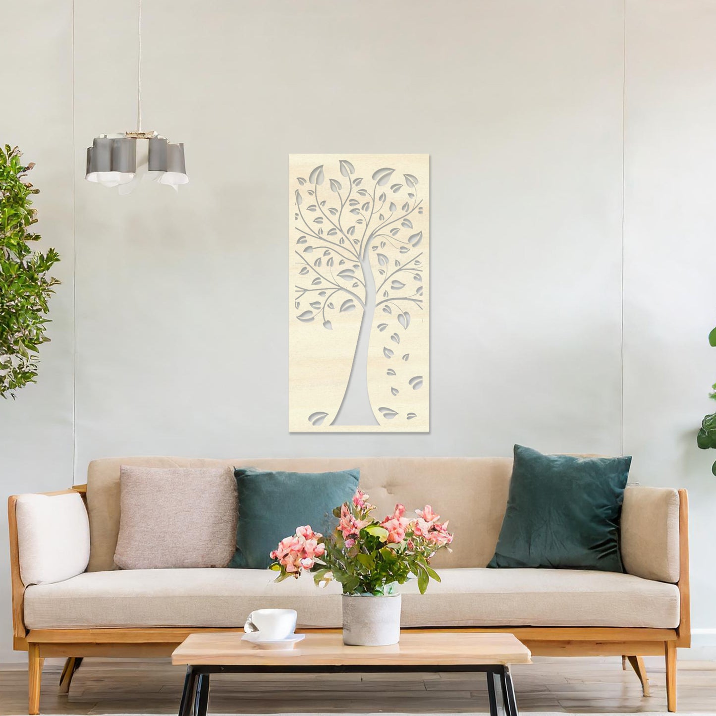 Elegant Tree Wooden Wall Art - Chic Handcrafted Decor with Modern Accent