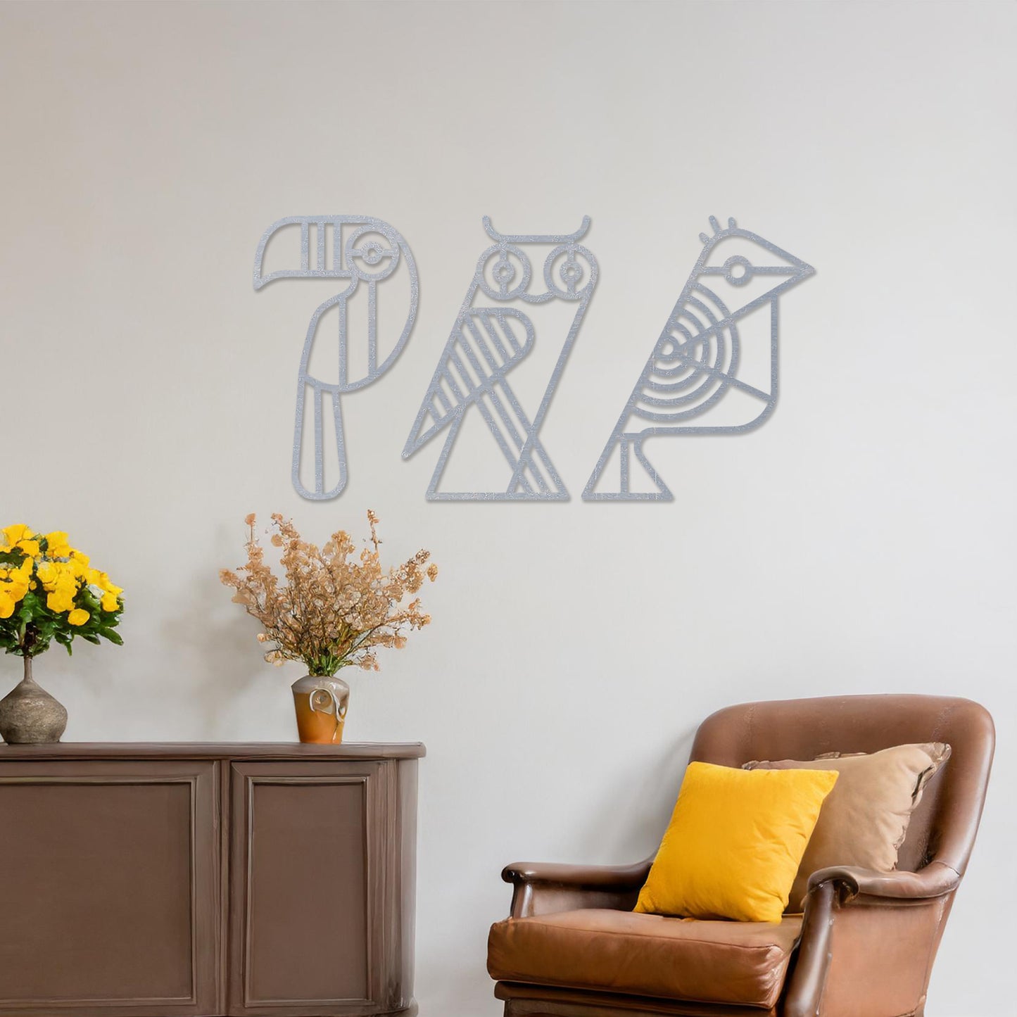 Abstract Birds Line Art Wooden Wall Decor - Unique Modern Art Wall Set