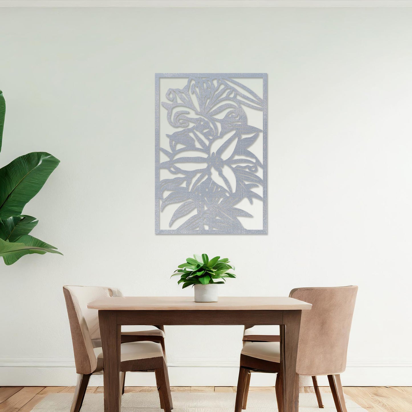 Lily Bloom Wooden Wall Hanging Art - Sophisticated Floral Carving for Any Room