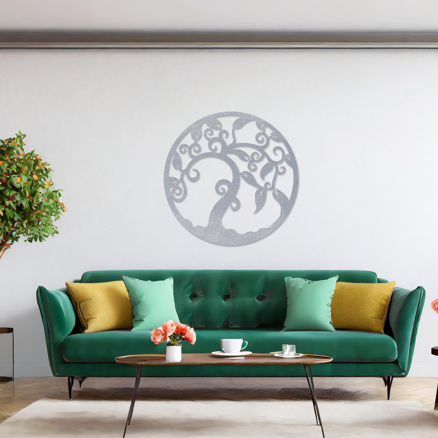 Wooden Tree of Life Wall Art Round Hanging Contemporary Living Room Art