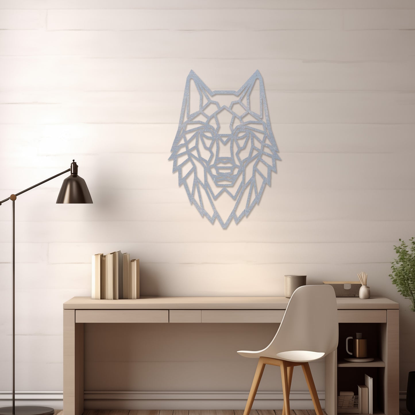 Geometric Wolf Wooden Wall Art - Abstract Animal Design, Contemporary Decor